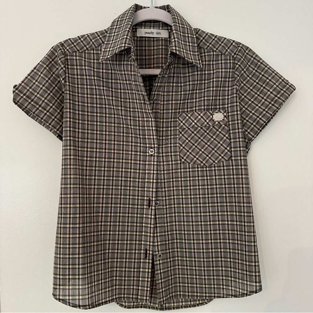Peachy den the sami top — button up short sleeve shirt